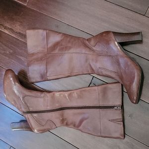 NWOT Ana leather brown mid calf boots